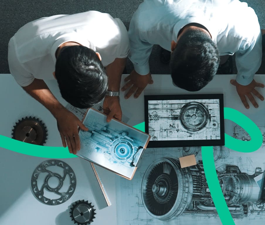engineering team reviewing product